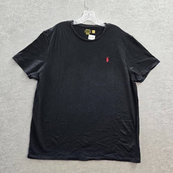 Polo Ralph Lauren Men Shirt 2XL Black Logo Crew Neck Short Sleeve Pullover Tee - Picture 1 of 8